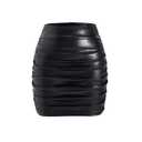 winkbay Women's Sexy Ruched Bodycon Skirt High Waist Solid Color Mini Skirts Party Club Wear Black L (Black, L)