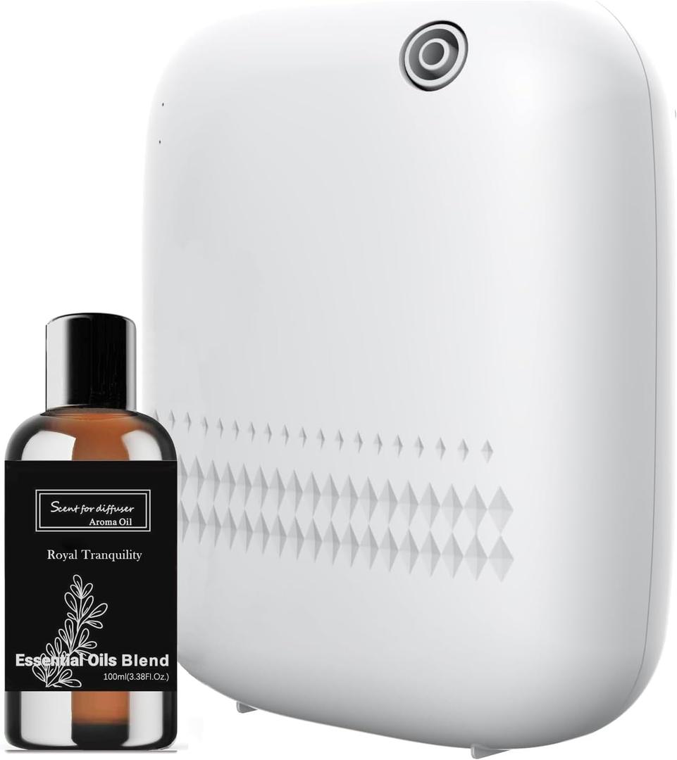 Waterless Essential Oil Diffuser, Scent Air Machine for Home Cover Up to 2000 sq.ft, Hotel and Commercial Use 400ML Diffuser with 100ML Royal Tranquility Fragrance Oil for Spa, Office