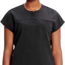 Cherokee Infinity Womens Round Neck Scrub Top, Partial Zip Covered Placket, 3 Zip Pockets, PROTX2 Technology - IN622A (Small, Black)
