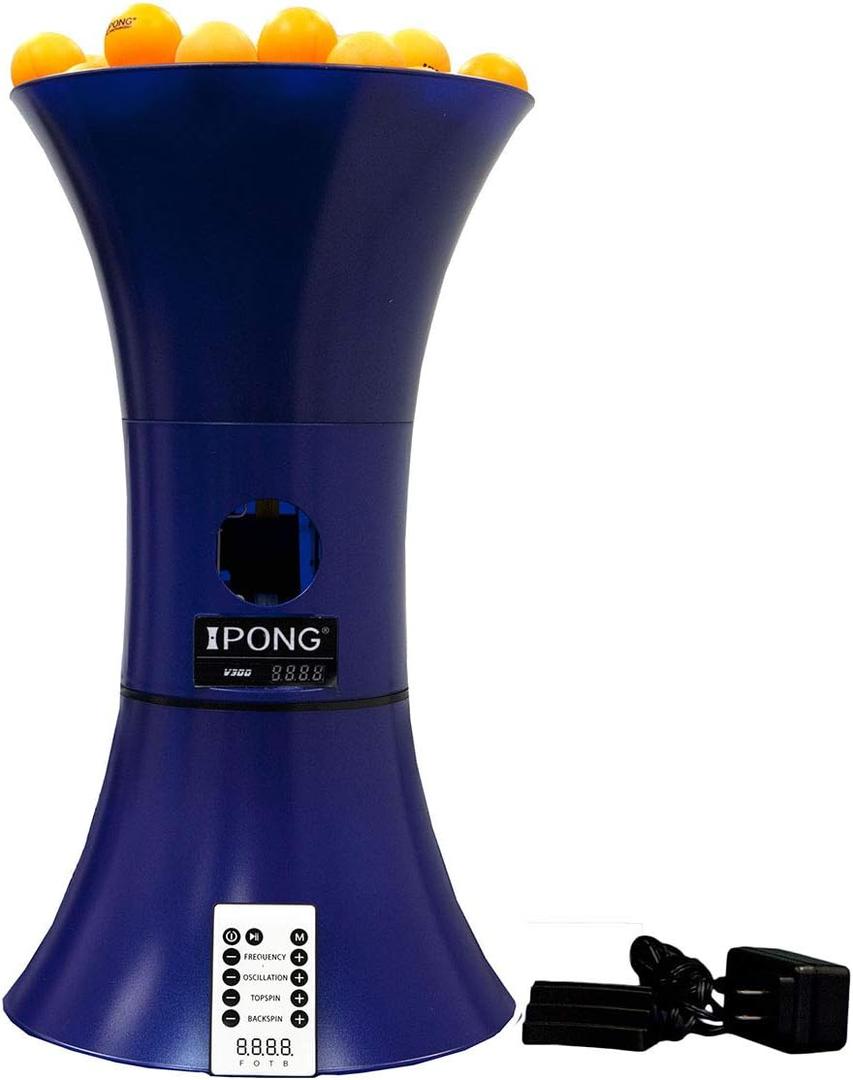 iPong V300 Table Tennis Training Robot - Serves 40mm Regulation Ping Pong Balls Automatically - Play Solo w/o Playback Mode on your Ping Pong Table, Size 19, Blue
