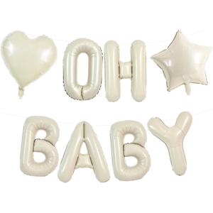 TONIFUL 16 Inch Cream White OH BABY Letter Balloon,OH BABY Ivory White Balloons Sign for Baby Shower, Gender Reveal,Nursery Parties Ideal for Newborn Celebrations for Party Supplies