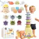 BYFWH Baby Stacking Toy for Toddler 1-3, Toddler Nesting Cup Shape Sorter for Infant 12-18 Month, 4 in 1 Kids Learning Stackable Block for Sand & Bath, Birthday Gift for Girls Boys 1 2 3