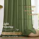 LAMIT Linen Curtains 45 Inch Length 2 Panels Set for Bedroom, Light Filtering Semi Sheer Neutral Short Decorative Window Rod Pocket Christmas Decor Drapes for RV/Basement, 42 X 45 Inch, Olive Green