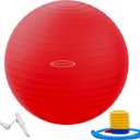 Fitvids Anti-Burst and Slip Resistant Exercise Yoga Fitness Birthing Ball with Quick Pump, 2,000-Pound Capacity, Multiple Colors and Sizes (Red)