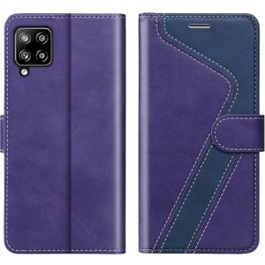 for Samsung Galaxy A42 Wallet Case,Premium Leather Flip Case [RFID Blocking] Credit Card Holder Folio Magnetic Stand TPU Shockproof Cover Color Matching for Samsung A42 (6.6") Purple Blue