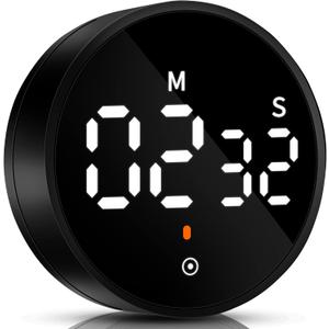 Kitchen Timer Magnetic Classroom Timer for Kids, Rotation Countdown Countup Timer Large LED Display with Volume & Brightness Adjustable for Cooking/Exercise, Easy to Use Even for Seniors or Children