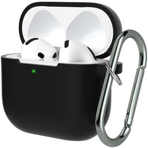 Pack of 2 AZF for AirPods 4th Generation Case,Compatible with AirPods 4th Gen (2024) (USB-C), Compatible with MagSafe, Military Grade Soft Silicone Drop Protection Case（with Keychain） (Black)