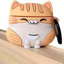 Case Compatible with AirPods Pro, Super Cute Sitting Lucky Cat Kitty Cover Case, Soft TPU Silicone Gel Earphone Case -Yellow