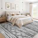 cotiled 10x14 Area Rug Living Room: Washable Boho Rugs with Non Slip Backing Large Soft Indoor Stain Resistant Carpet for Bedroom Farmhouse Dining Room Lightweight Home Decor White/Black