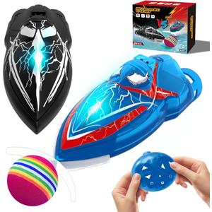 fromeasy 2-Pack Mini RC Boats with Floating Ball 2.4GHz Remote Control Boats for Pools & Lakes, 2 Speeds, Auto Flip, Waterproof, Low Battery Alert, for Kids & Adults