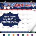Desk Calendar 2026-2027, 18-Month Calendar Runs from July 2026 to December 2027, Large 17" x 12" Monthly Desktop & Wall Calendar for Home & Office - Watercolor Festival
