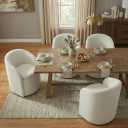 KISLOT Upholstered Dining Chairs with Casters, No Assembly Rolling Modern Dining Room Chairs with Hidden Storage & Barrel Backrest, Accent Chair for Bedroom, Living Room, Dressing, Linen, Set of 4