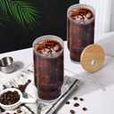 16OZ Ribbed Glass Cups with Lids and Straws,Iced Coffee Cups with Bamboo Lid,Vintage Glassware for Whiskey Cocktail Beer Fruit Juice Glasses Tumbler(2 Pack)