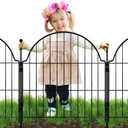 Decorative Metal Garden Fence 6 Panels, 25in (H) x 12.2ft (L) No Dig Outdoor Dog Fence Panels, Easy Install Temporary Fencing for Yard, Rustproof Wire Garden Border