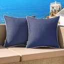 MIULEE Pack of 2 Outdoor Waterproof Pillow Covers Decorative Farmhouse Throw Pillow Covers Square Solid Color Couch Pillow Covers Spring for Patio Tent Bed Sofa Living Room 18x18 Inch Navy