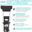 Vive Crutch Pads, Bag, & Hand Grips (5 PCS) - Crutches for Adults Armpit Padding, Hand Grips, Accessories Pouch - Soft Tips Medical Padded Handles for Kids, Men, Women - Lightweight