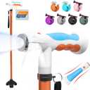 BigAlex Folding Walking Cane with Two Led Lights for Elderly Solid Base Adjustable Walking Stick with Carrying Bag for Men Women (Orange)