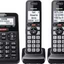 Panasonic Cordless Phone with Advanced Call Block, Link2Cell Bluetooth, One-Ring Scam Alert, and 2-Way Recording, Cordless Phone with Answering Machine, 4 Handsets - KX-TGF944B (Black)