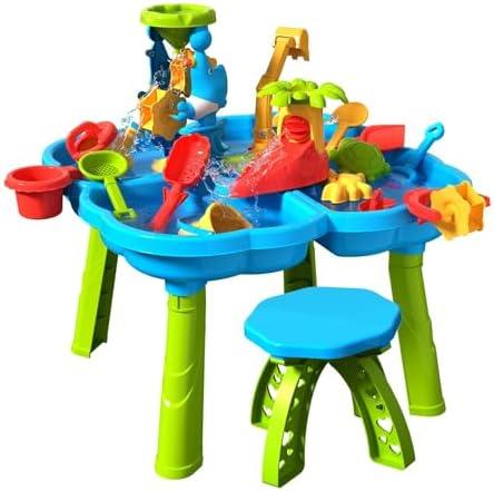 CozyBomB™ Water Table for Toddlers 3-5 | Outdoor Toys Water Play Table, Magnetic Fishing Toy Game, Summer Splash Pond Showers Sand Activity, Sensory Party Birthday Gift Kids Ages 4-8 9-12 (1-Tier)