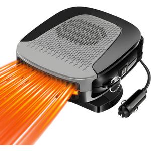 Portable 12V Car Heater & Windshield Defroster, 2-in-1 Heating/Cooling Fan, 360 Rotatable, Multi-angle, Plastic & Ceramic, Daily Use
