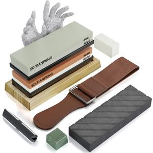 Knife Sharpening Stone - Dual Grit Whetstone 400/1000 3000/8000, Knife Sharpening Stone Set, Tpstone Knife Sharpener Tool,Easy to Use