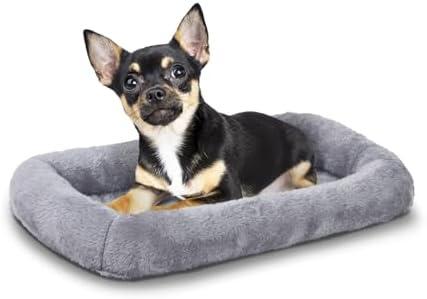 Patas Lague Bolster Dog Bed for Extra Small Dogs 16''x12'', Soft Warm Foam Pet Sofa Bed, Machine Washable Pet Cat Crate Mat for Toy Breeds, Grey