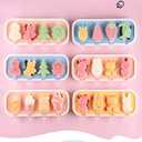 Cartoon Shape Popsicles Molds 3Pcs Cute Ice Cream Mold Maker Easy-Release Homemade Ice Pop Tray Silicone with Lid & Stick (Ice Cream+Fruit+Cartoon)