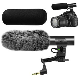 Camera Microphone, Video Microphone for DSLR Close Interview Shotgun Mic for Canon Nikon Sony Fuji Mic with Windscreen, Compatible with Camera with 3.5mm (1/8") TRS Plug