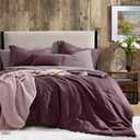 Geniospin Purple Full Comforter Set - 7 Pieces Eggplant Comforter Full Size, Solid Bedding Set for All Season, Textured Bed in a Bag with Sheets (Full (80"x90"))