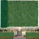 Artificial Boxwood Roll,48x120 in (40 sqft) UV-Anti Faux Ivy Boxwood Hedge Leaf Grass Wall for Patio Balcony Privacy, Garden, Backyard Greenery Wall Backdrop and Fence Decor