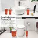 Bathroom Accessory Set 6 Piece Boho Basketball Trash Can, Toothbrush Holder, Soap Dispenser, Soap Dish, Toothbrush Cup, Toilet Brush Holder