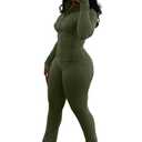 acelyn Womens 2 Piece Outfits Tracksuit Set Long Sleeve Zip Up Crop Jacket Leggings Pants Sweatsuits Workout Sets with Pockets, Size XL