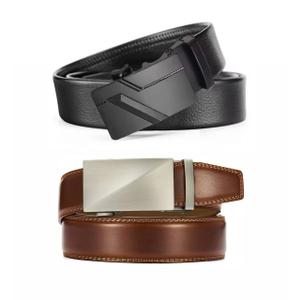Leather Ratchet Belt Men 2 Pack - Customizable Fit, Effortless Style