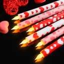 Honoson 6 Pcs Valentine Day Flameless Taper Candles 10.6 Inch Heart Shaped Candles Battery Operated LED Candlesticks for Valentine Wedding Anniversary Dinner Table Home Party Decor