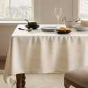 YZJZEDS Linen Tablecloth for Rectangle Table 60x104 Inch Light Tan, Farmhouse Style Beige Tablecloth, Water Resistant Burlap Tablecloths for Dining Table Farmhouse Kitchen