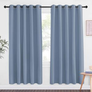 NICETOWN Blackout Doorway Curtain Room Darkening - Window Treatment Thermal Insulated Solid Grommet Vertical Drape for Bedroom/Living Room (Stone Blue, 1 Panel, 66 by 72 Inch)