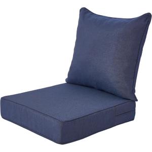 Deep Seat Patio Cushions 24x24 Outdoor Cushion, Waterproof & Fade Resistant Patio Furniture Cushions, Removable Cover & Tie Straps for Chair Sofa Loveseat, Deepsea Blue