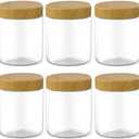 6 Pack 8 Oz Clear Plastic Jars Refillable Kitchen Storage Containers for Dry Food, Coffee, Nuts and More.