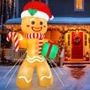 Christmas Inflatable Gingerbread Man, Blow Up Holiday Party Decor with Build-in LED Lights, Waterproof Inflatable Christmas Decorations for Outdoor Roof Yard Lawn Garden Indoor (Brown, 8FT)