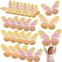 Geosar 20 Pcs 3D Large Butterfly Party Decoration 2 Layer Giant Paper Butterfly Stickers for Birthday Baby Shower Nursery Wall Decor (Gold Pink,Gold Purple)