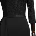 MISSMAY Women's Vintage Floral Lace Ruffle Half Sleeve Evening Party Formal Long Dress (Medium, Black)