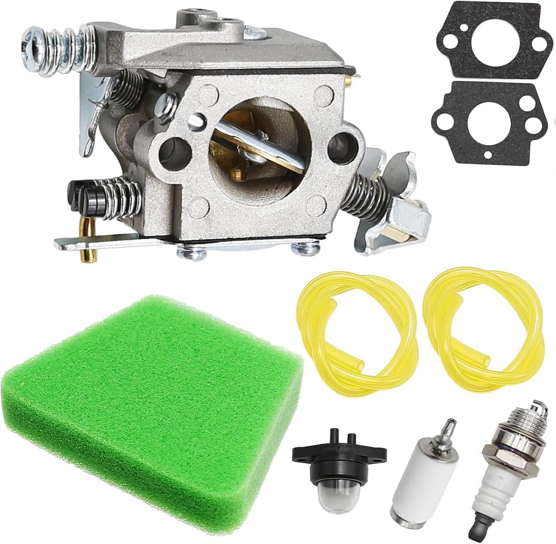 530071620 Carburetor Tune Up Kit For Walbro Wt-891 W-20 Wt-391 Wt-637, With Air Filter Fuel Filter Replacement For Poulan 545081885 530069703 (Carburetor with 1 Air Filter)
