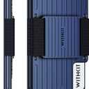 2 x Minimalist Slim Metal Mens Wallet - RFID Blocking Credit Card Holder with Cash Strap and Lanyard - Aluminum Small Thin Front Pocket Wallet (Metalblue)