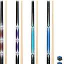 Set of 4 58" 2-Piece Maple Pool Cues, 13mm Tip, Unwrapped Grip | Smooth handle for a clean, direct feel. 4 billiard sticks in mixed colors 18-21oz for home bar, commercial & family