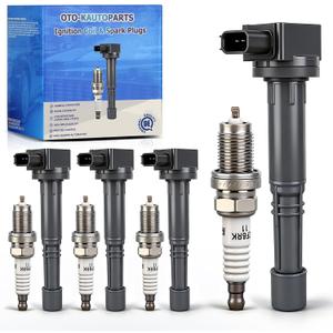 OTO-K Ignition Coil Packs and Iridium Spark Plugs Compatible with Honda Accord 03-07 Civic 02-11 CR-V 02-09 Element 03-11/Acura CSX 06-11 RSX 02-06 UF311 9807B-561BW Set of 4 Spark Plugs Coils