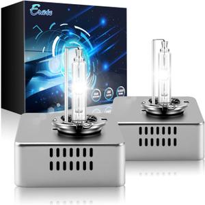 D5S Xenon Headlight Bulbs 35W Metal Stents Base Replacement Headlight Lamps 6000K Diamond White, Pack of 2