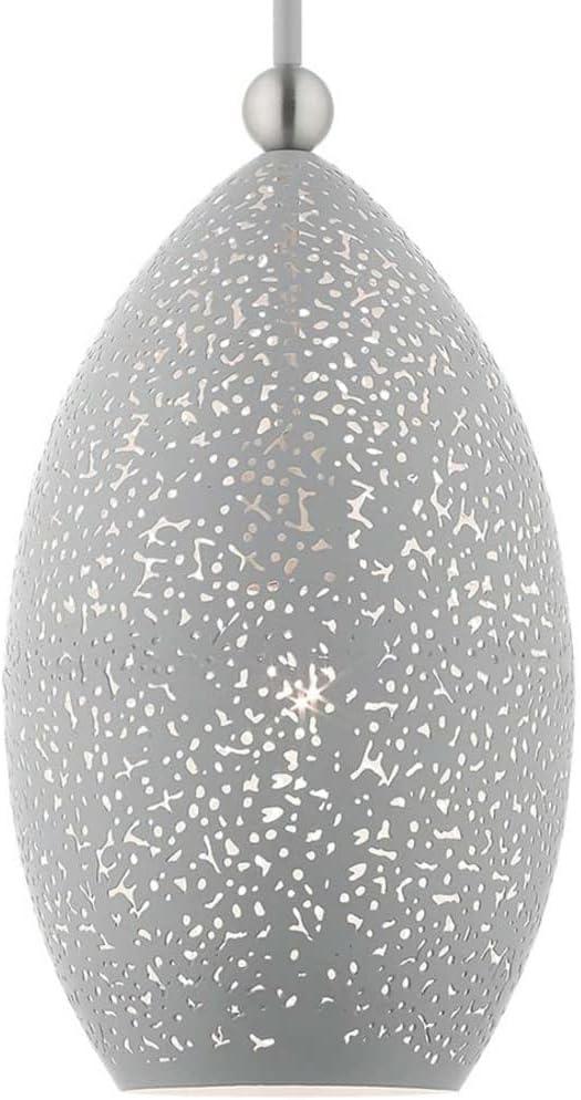 Livex Lighting 49182-80 1 Light Nordic Gray Pendant (Nordic Gray W/ Brushed Nickel Accents)
