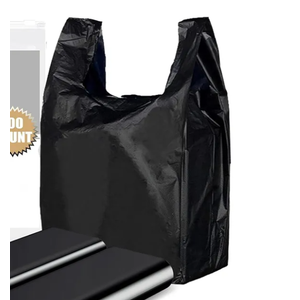 Lemecoo Large Plastic T-Shirt Bags with Handles, 100 Count 21 Inch x 13.7 Inch Grocery Shopping Bags, Heavy Duty Grocery Bags for Merchandise Retail, Small Business and Home Use Black