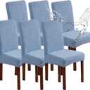 Waterproof Dining Chair Covers, Chair Covers for Dining Room Stretch Parsons Chair Slipcover, for Dining Room Kitchen Chair Protector Cover, Removable, Washable (6pk, Light Blue)