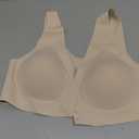 SHARICCA Womens Front Closure Bras Wireless Deep V Plunge Seamless Padded Bras Comfortable Soft Sleep Mastectomy Bra (Large, Light Beige)